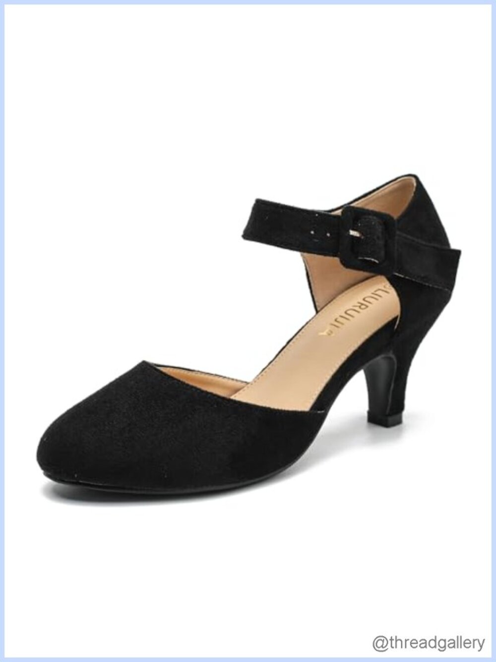 Women's Velvet Kitten Heel Mary Jane Pumps Ankle Strap Dress Shoes